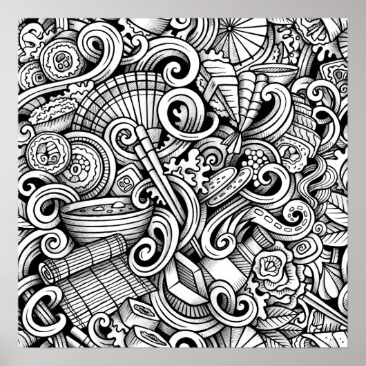 Kleur IT Poster Japanse voedselkunst (Voorkant)