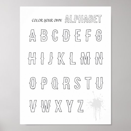 Kleur je eigen ABC voor kinderen Poster (Voorkant)