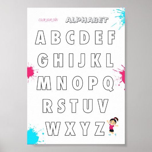 Kleur je eigen ABC voor kinderen Poster (Voorkant)