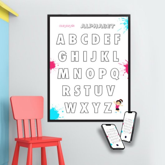Kleur je eigen ABC voor kinderen Poster