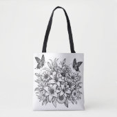 Kleur je eigen bloemenvlinder tote bag (Voorkant)