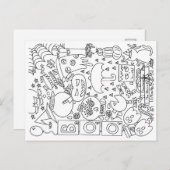 Kleur je eigen Briefkaart - Halloween Doodle Colla (Voorkant / Achterkant)