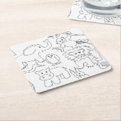 Kleur je eigen dierentuin kartonnen onderzetters (Schuin)