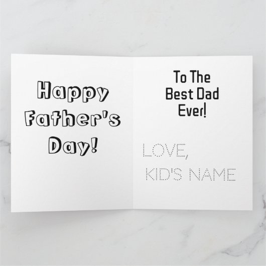 Kleur-je-eigen dinosaurus DIY Happy Vaderdag Kaart (Binnen)