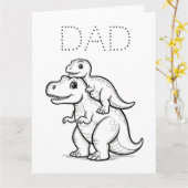 Kleur-je-eigen dinosaurus DIY Happy Vaderdag Kaart (Gele Bloem)