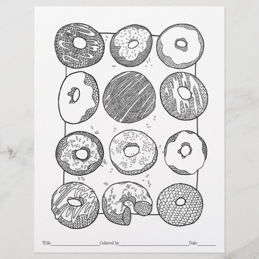 KLEUR JE EIGEN Gebreide Donuts Kleurplaat (Voorkant)