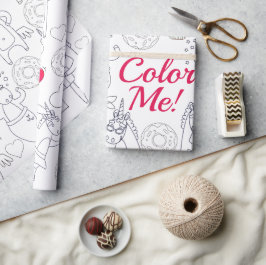Kleur je eigen gepersonaliseerde eenhoorn cadeau cadeaupapier