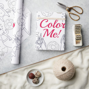 Kleur je eigen gepersonaliseerde eenhoorn cadeau cadeaupapier