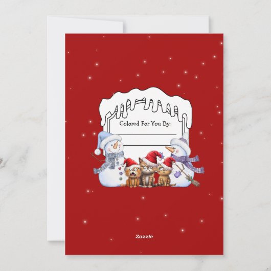 Kleur je eigen gepersonaliseerde Kerstman Feestdagenkaart (Achterkant)