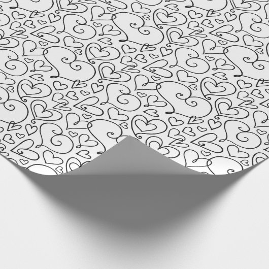 Kleur je eigen grillige hartenpatroon cadeaupapier (Hoek)