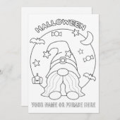 Kleur je eigen Halloween-kabouter met Maan Feestdagenkaart (Voorkant / Achterkant)