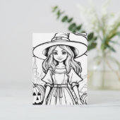 Kleur je eigen! Halloweenheks Briefkaart (Staand voorkant)