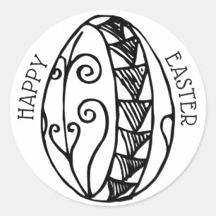Kleur je eigen hand getrokken paasei-Happy Easter Ronde Sticker