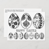 Kleur je eigen hand getrokken paaseieren—Happy Eas Feestdagenkaart (Voorkant / Achterkant)