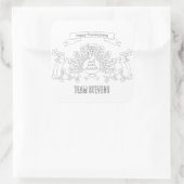 Kleur je eigen Happy Thanksgiving Scene Vierkante Sticker (Tas)