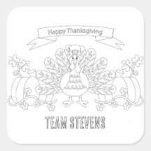 Kleur je eigen Happy Thanksgiving Scene