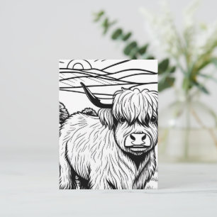 Kleur je eigen! Highland Koe Briefkaart