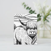 Kleur je eigen! Highland Koe Briefkaart (Staand voorkant)