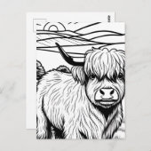 Kleur je eigen! Highland Koe Briefkaart (Voorkant / Achterkant)