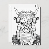 Kleur je eigen! Highland Koe Briefkaart (Voorkant / Achterkant)