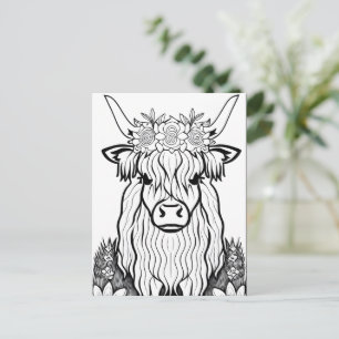 Kleur je eigen! Highland Koe Briefkaart