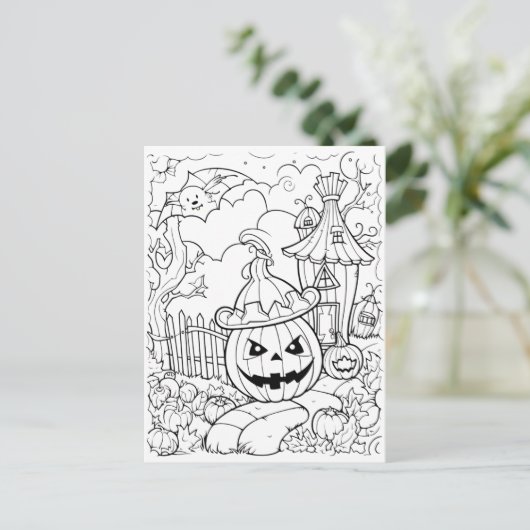 Kleur je eigen Jack-o-Lantern Briefkaart (Staand voorkant)