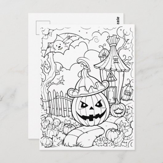 Kleur je eigen Jack-o-Lantern Briefkaart (Voorkant / Achterkant)