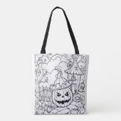 Kleur je eigen Jack-o-Lantern Tote Bag (Achterkant)