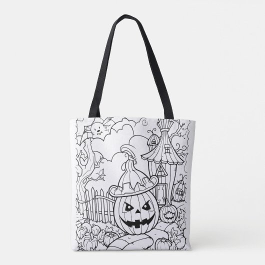 Kleur je eigen Jack-o-Lantern Tote Bag (Achterkant)