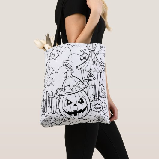 Kleur je eigen Jack-o-Lantern Tote Bag (Dichtbij)