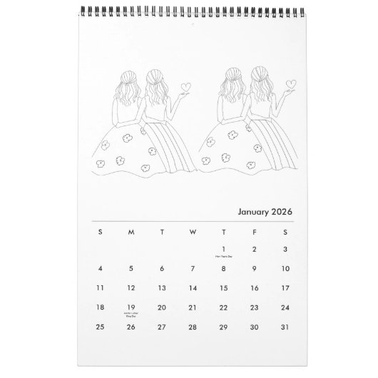 Kleur je eigen kalender (Jan 2026)