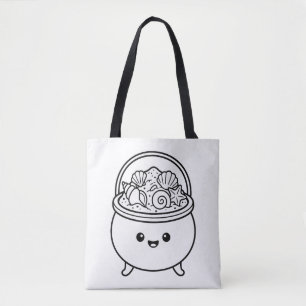 Kleur Je Eigen Kawaii Heksenketel Zand Schelpen Tote Bag