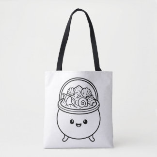 Kleur Je Eigen Kawaii Heksenketel Zand Schelpen Tote Bag