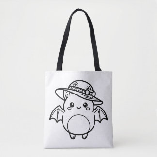 Kleur Je Eigen Kawaii Vleermuis Zonnehoed Tote Bag