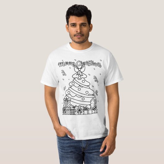 Kleur je eigen kerstboom kerstbaan t-shirt (Voorkant volledig)