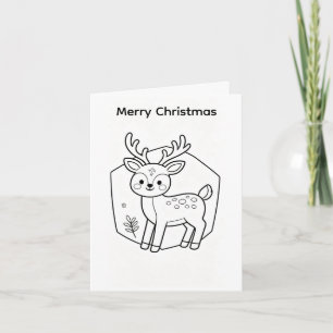 Kleur je eigen kerstkaart rendier ontwerp kaart