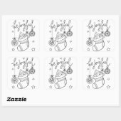 Kleur je eigen kerstpinguïn in een kous vierkante sticker (Vel)