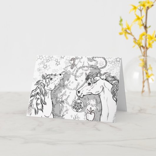 Kleur je eigen Kerstpony's in Kaart (Gele Bloem)