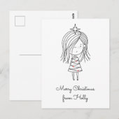 Kleur je eigen kerstverlichting meisje briefkaart (Voorkant / Achterkant)