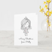 Kleur je eigen kerstverlichting meisje kaart (Gele Bloem)