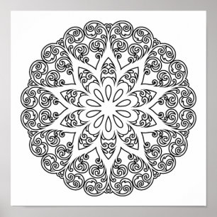 Kleur je eigen MANDALA - doe-het-zelf kleurboek 1 Poster