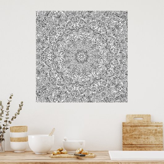 Kleur je eigen Mandala! Poster (Keuken)