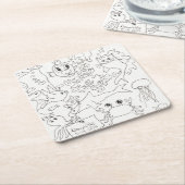 Kleur je eigen - "Onder het Zee" Kartonnen Onderzetters (Schuin)