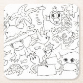 Kleur je eigen - "Onder het Zee" Kartonnen Onderzetters (Voorkant)