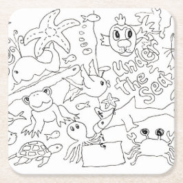 Kleur je eigen - "Onder het Zee" Kartonnen Onderzetters