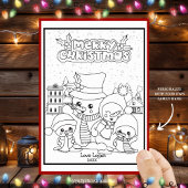 Kleur Je Eigen Persoonlijke Kerstman Sneeuwman Feestdagenkaart