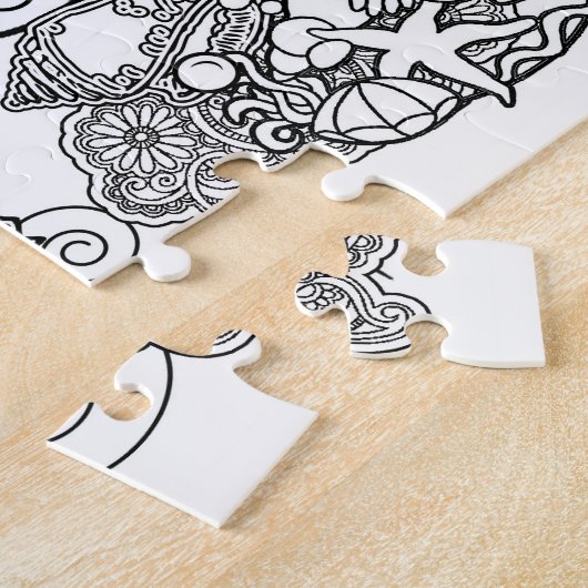 kleur je eigen puzzle mandala legpuzzel (Zijkant)