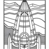 Kleur je eigen ruimteschip Zwart Wit ontwerp Sticker (Voorkant)