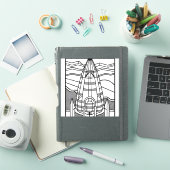 Kleur je eigen ruimteschip Zwart Wit ontwerp Sticker (iPad Cover)