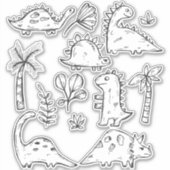 Kleur je eigen Schattigee dinosaurus Stickers (Voorkant)